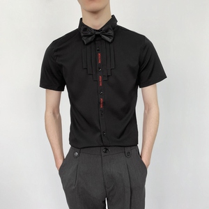 714-C631P40控59/2025夏短袖衬衫修身工作服迎宾礼服伴郎服衬衣图片