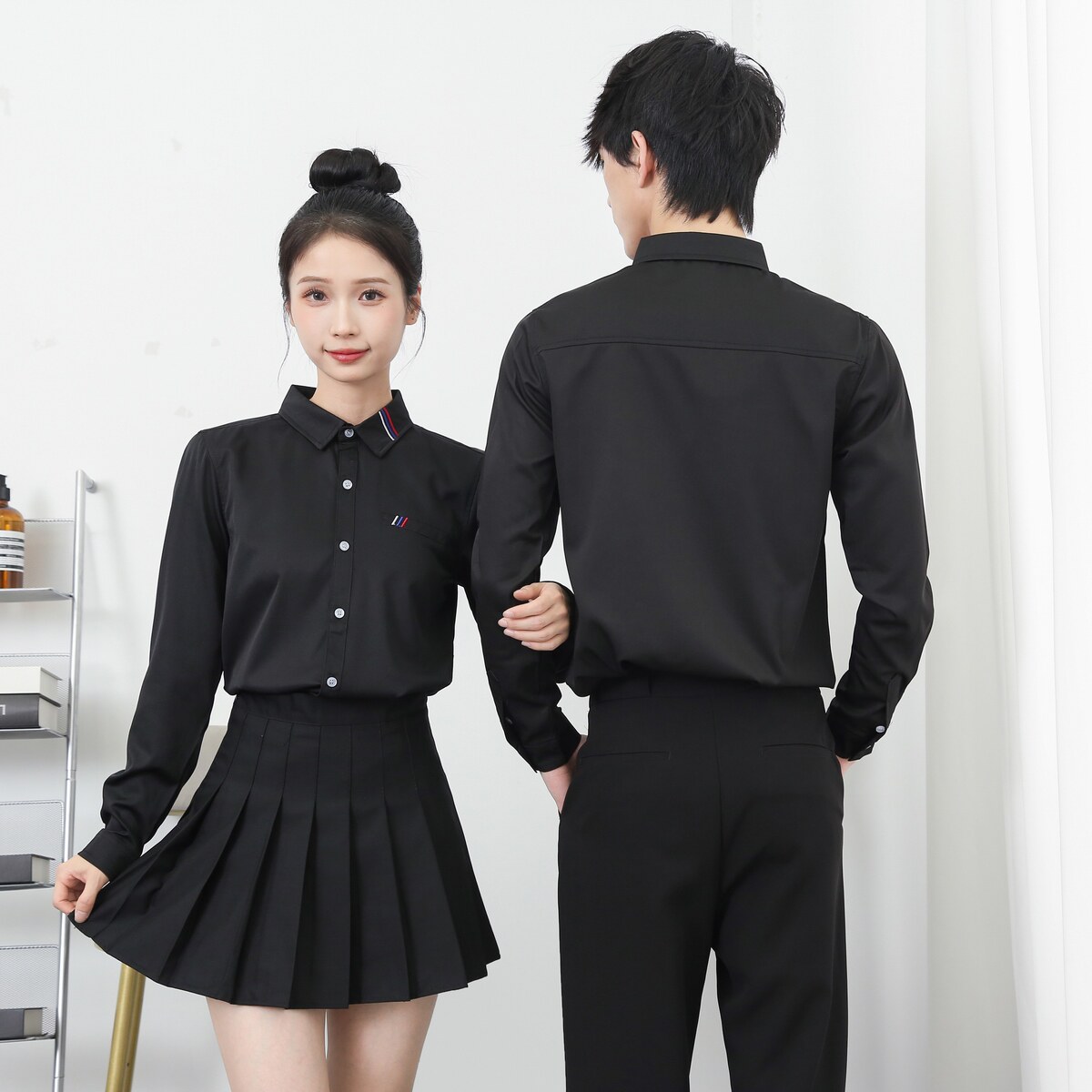 714-D05P45控65/2025秋季衬衫发型师餐厅酒店工作服长袖工装帅气,男装衬衫,星座714(原C313)