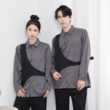714-H3010P55控79/2025秋长袖衬衫宽松发型师奶茶店工作服假两件，男装衬衫，星座714(原C313)