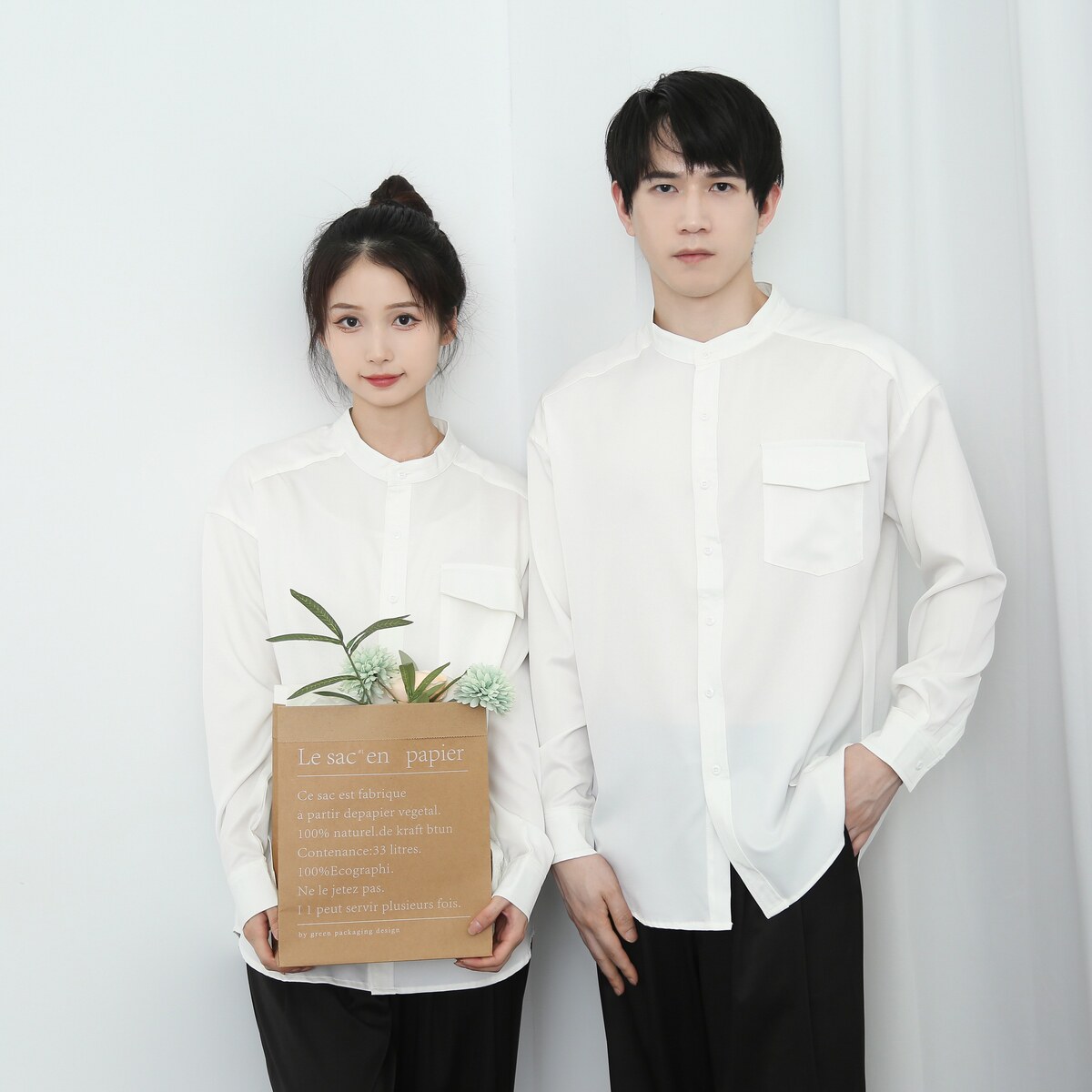 714-D3036P45控65/2025春男女宽松工作服衬衫l立领休闲时尚制服,男装衬衫,星座714(原C313)