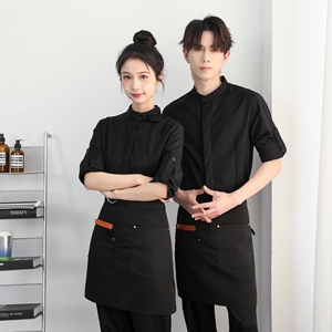 714-F3072P50控75/2025春夏餐厅理发店奶茶店工作服衬衫潮流装图片