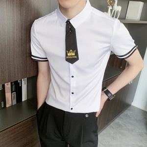 714-C630P40控59/2025短袖工作衬衫修身ktv酒吧制服衬衣空少寸衫图片