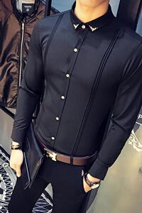 9223/店主风2026新款春季长袖衬衫男工作服 92.9%聚酯7.1%氨纶P40图片