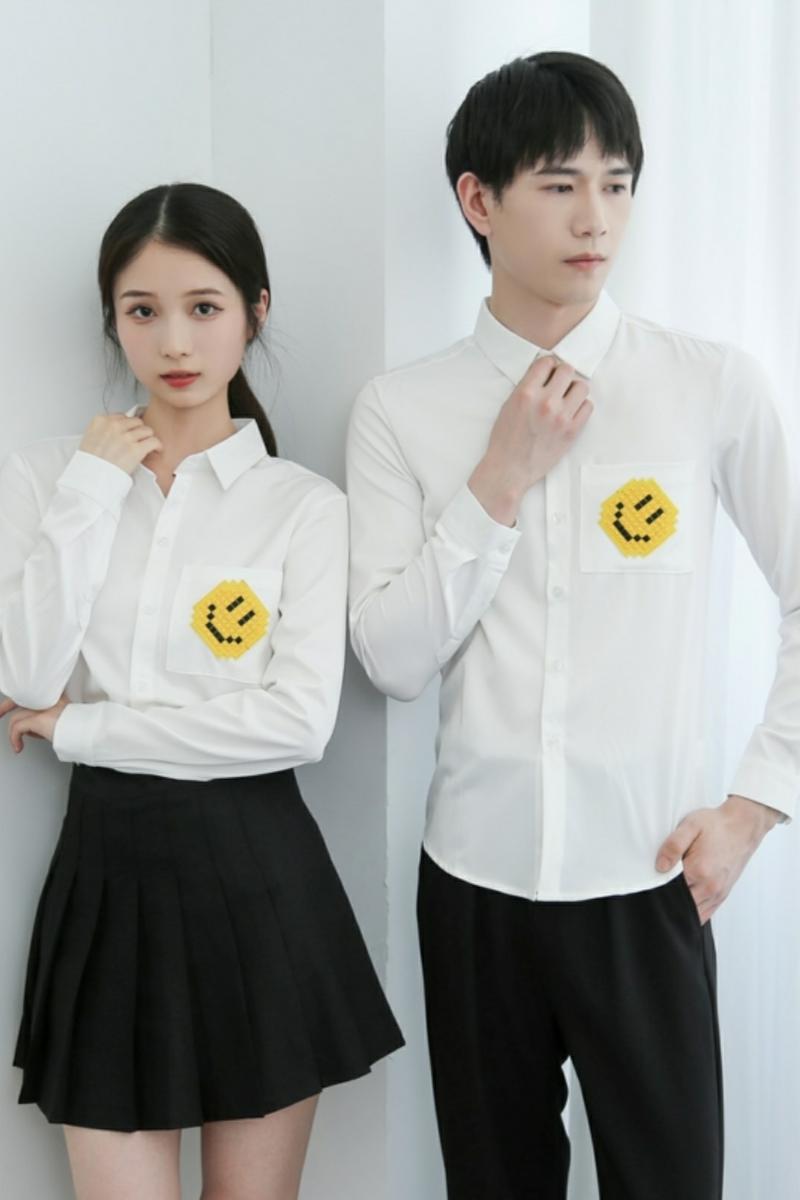 714-TD06P35/2025春季男女清爽工作服衬衫笑脸迎宾制服白衬衣,男装衬衫,星座714(原C313)
