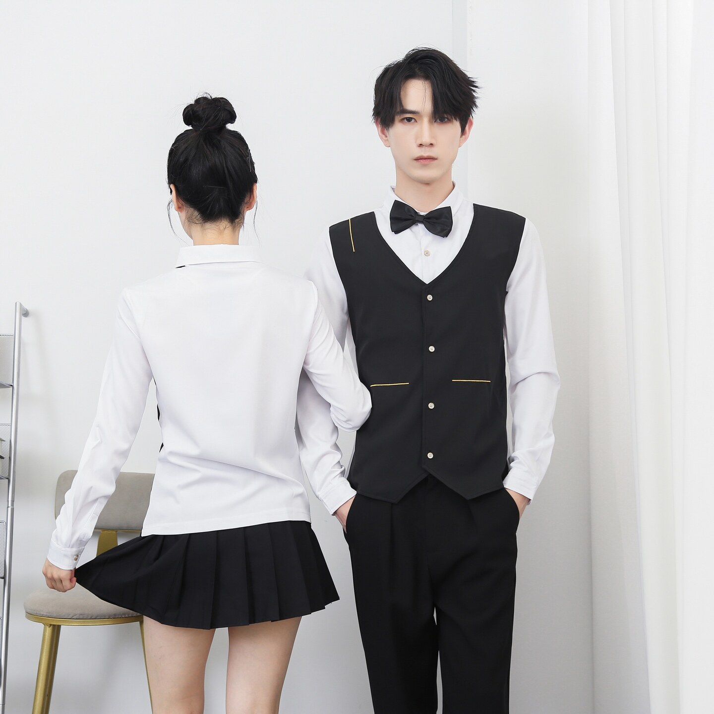 714-H6008P55控79/2025秋发型师假两件台球城ktv工作服男女衬衫,男装衬衫,星座714(原C313)