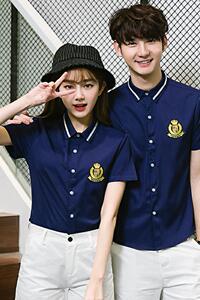 Y820/2025夏季情侣装日系学生装修身短袖衬衫团体服班服衬衣潮P40图片