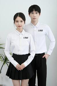 714-D616P45/2025春季男女工作服衬衫修身KTV奶茶店发型师衬衣图片