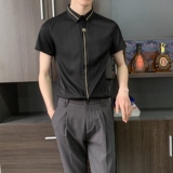 714-C560P40控59/2025夏季短袖衬衫修身皇冠绣花工作服衬衣ktv，男装T恤，星座714(原C313)