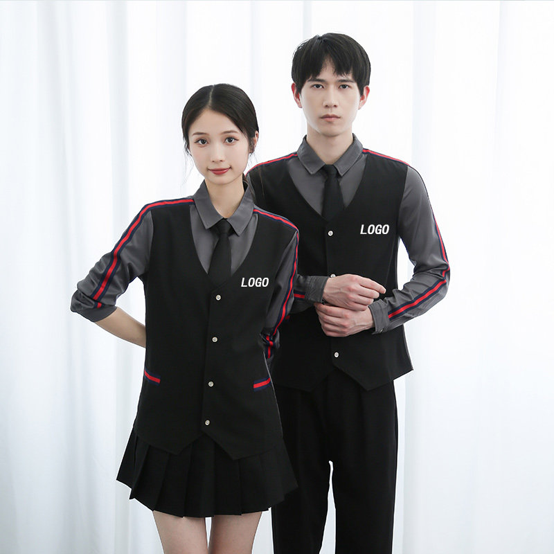 714-H677P55/2025春季男女制服衬衫假两件马甲ktv发型师台球城服,男装衬衫,星座714(原C313)