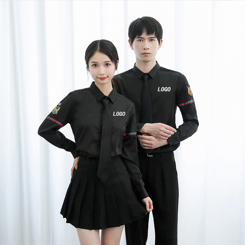 714-TD513P35/2025春季简约男女工作服衬衫发型师奶茶店制服衬衣图片
