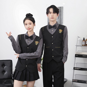 714-H667P55控69/2025秋发型师假两件台球城ktv工作服少爷衬衣图片