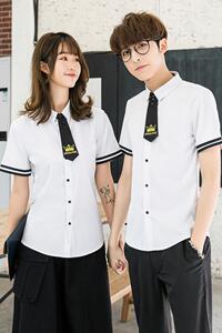 714-C630P40/2025情侣装学生服校服班服衬衫领带装饰衬衣潮S-5XL图片