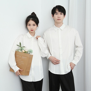 714-D3039P45控65/2025简约宽松长袖衬衫餐厅美发美容咖啡厅制服图片