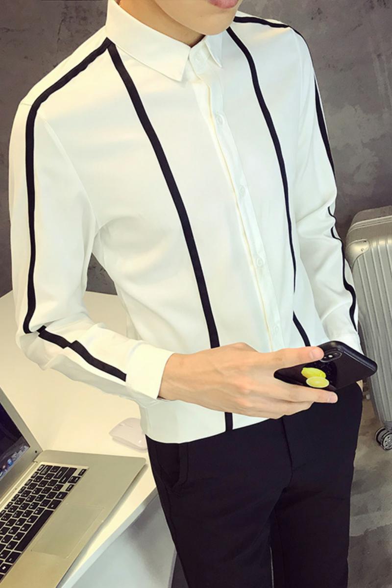 714-D07P45/社会小伙店主风2025春季发型师男长袖衬衫制服S-5XL,男装衬衫,星座714(原C313)