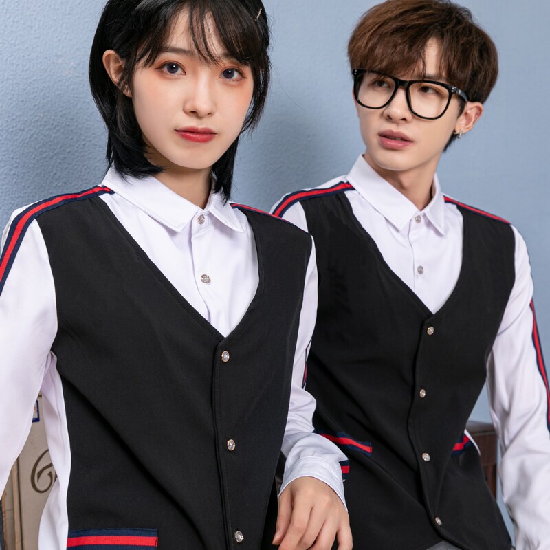 714-H677P55/2025情侣男女酒吧ktv发型师假两件工作服衬衫S-5XL,男装衬衫,星座714(原C313)