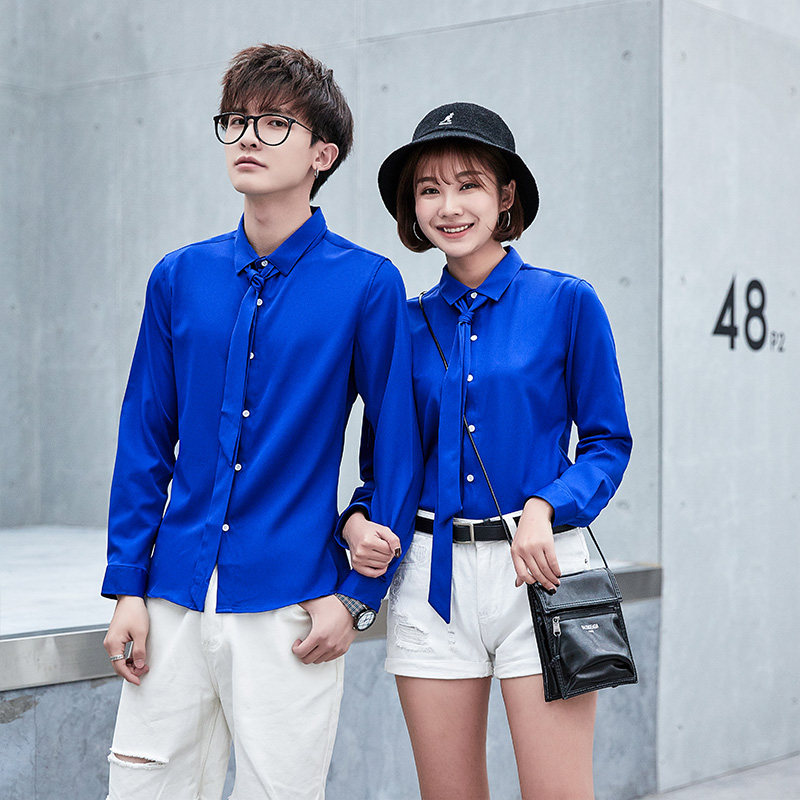714-D18P45/情侣装2025春季长袖衬衫领带修身宝蓝衬衣夜店S-5XL，男装衬衫，星座714(原C313)