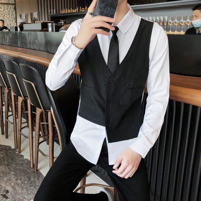 714-H657P55单人工作服2025店主风制服衬衣假两件衬衫S-5XL,男装衬衫,星座714(原C313)