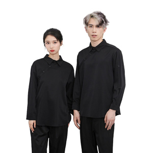 714-F3063P50控69/2025春季日系套头长袖工作服衬衫餐厅理发店潮图片