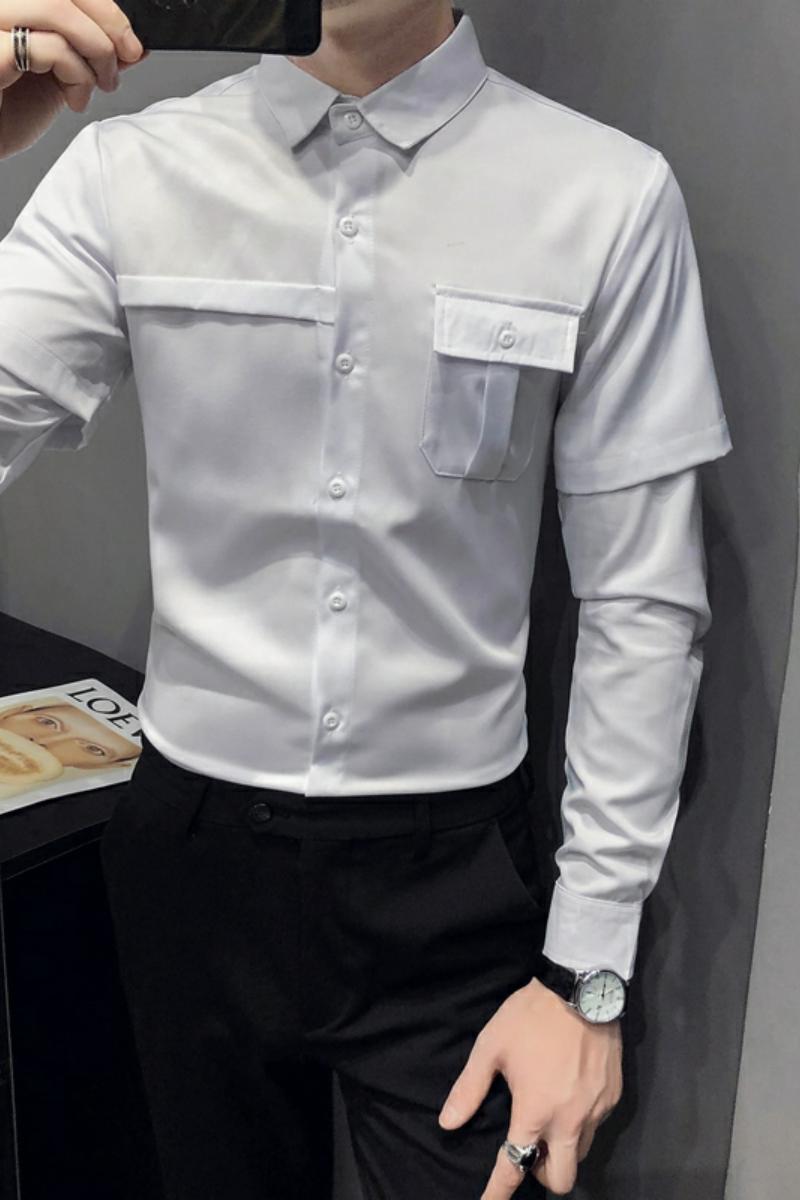 C314-D612P45/自拍店主风2026春季发型师餐厅酒吧工作服衬衫S-5XL,男装衬衫,星座714(原C313)