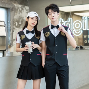 714-H665P55/2025夏季情侣ktv发型师酒店工作衬衫假两件制服衬衣图片