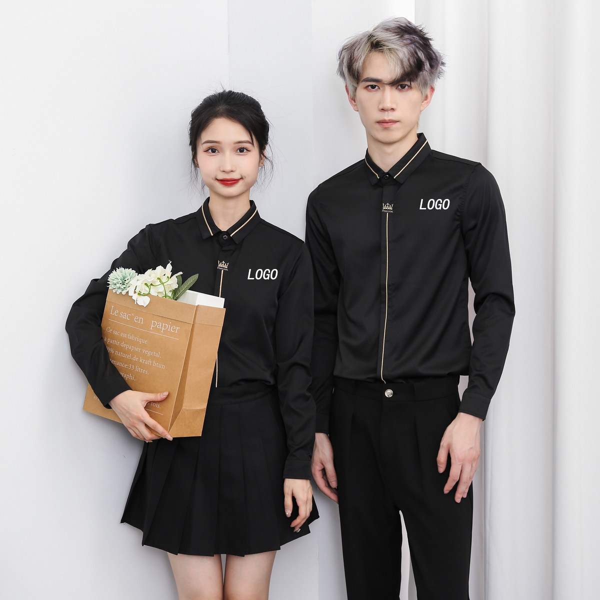 714-D616P45控69/2025春季新款衬衫ktv演出服礼服美容美发店衬衣图片