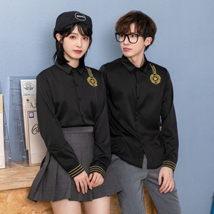 714-D656P45/2025情侣装男女同款工作服衬衫酒吧餐厅衬衣S-5XL图片