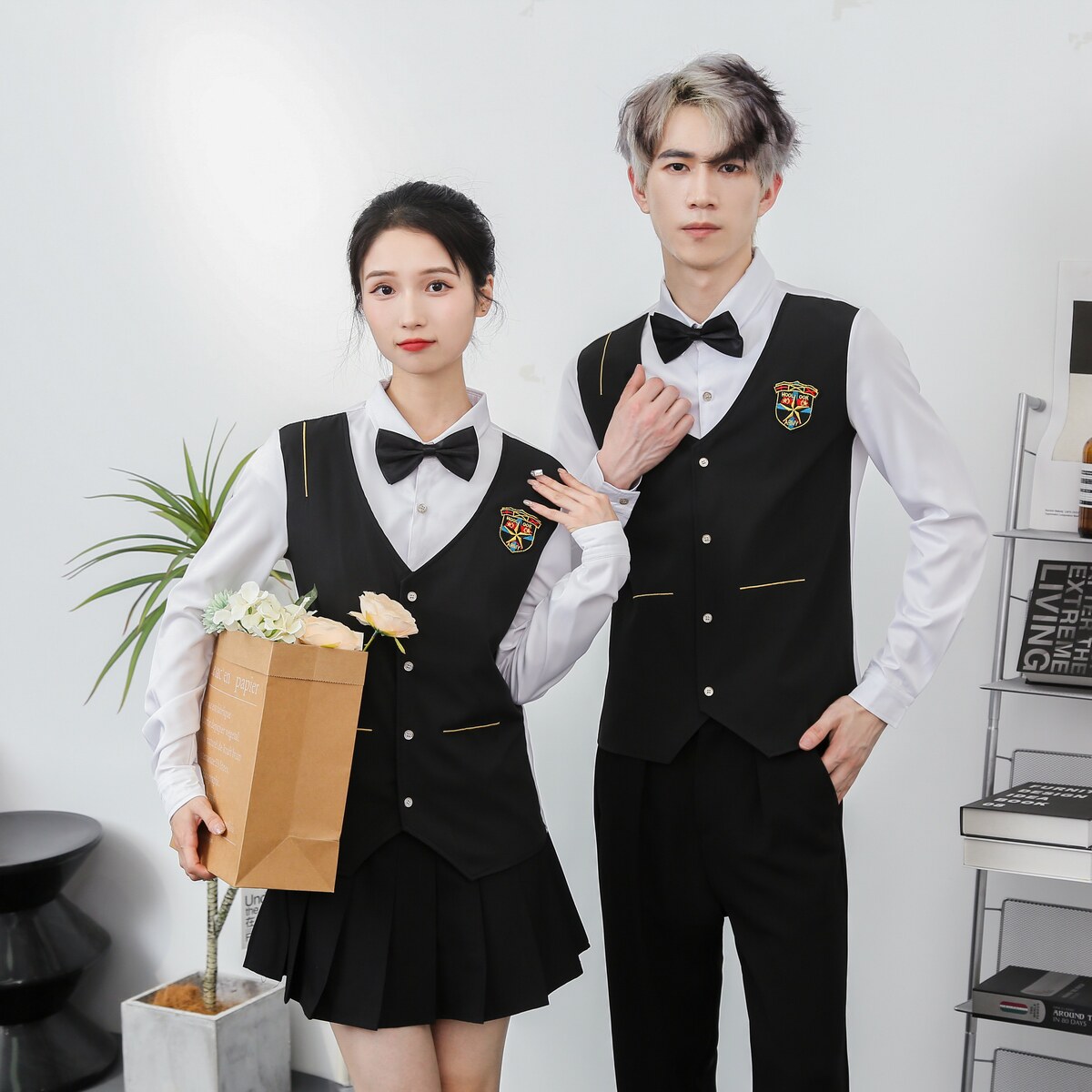 714-H667P55控69/2025春季修身假两件工作衬衫ktv酒吧理发店制服,男装衬衫,星座714(原C313)