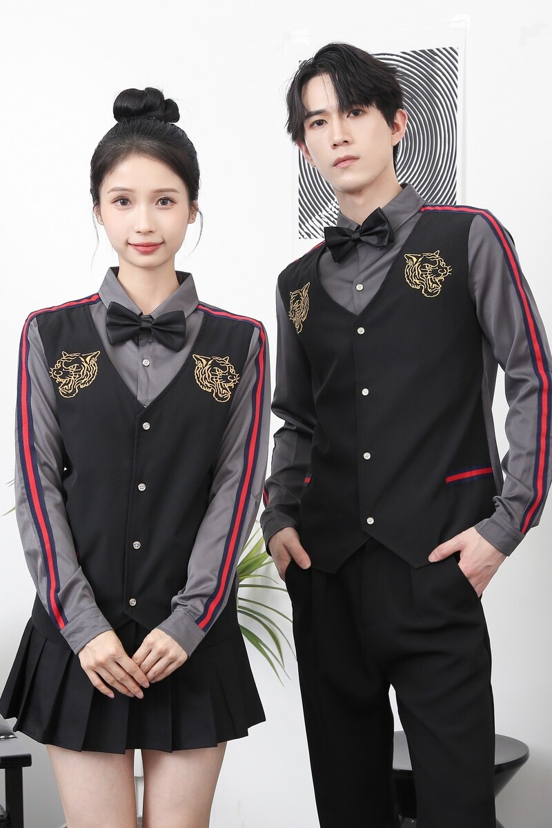714-H654P55控69/2025秋长袖衬衫发型师西餐厅工作服假两件ktv服,男装衬衫,星座714(原C313)