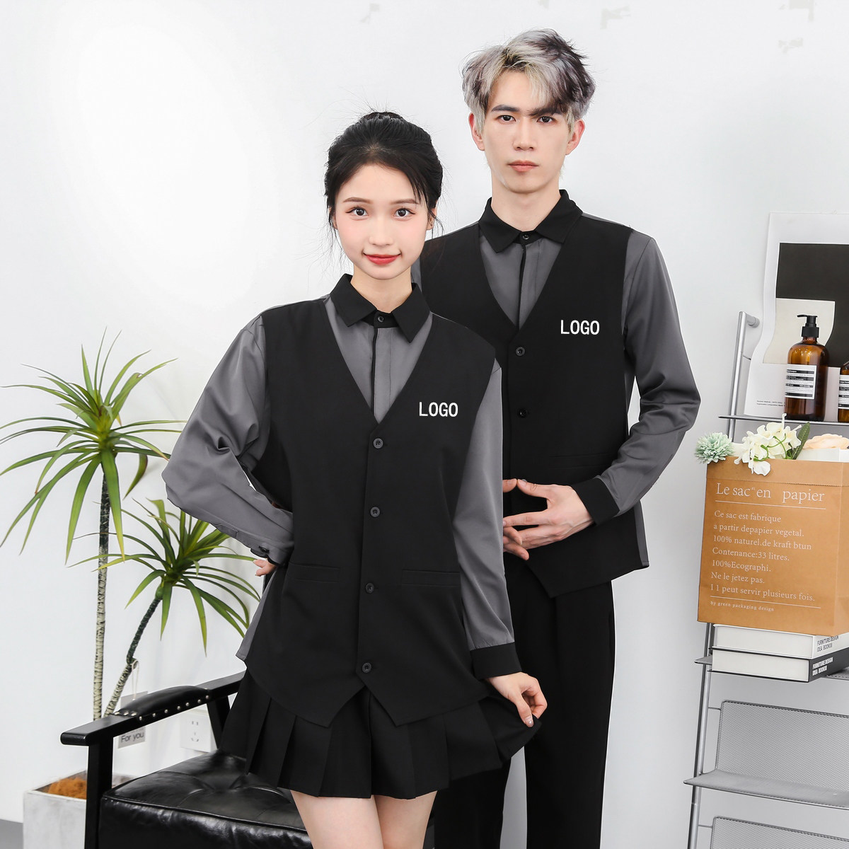 714-H3066P55控69/2025春季韩版新款工作服衬衫潮流制服ktv酒吧图片