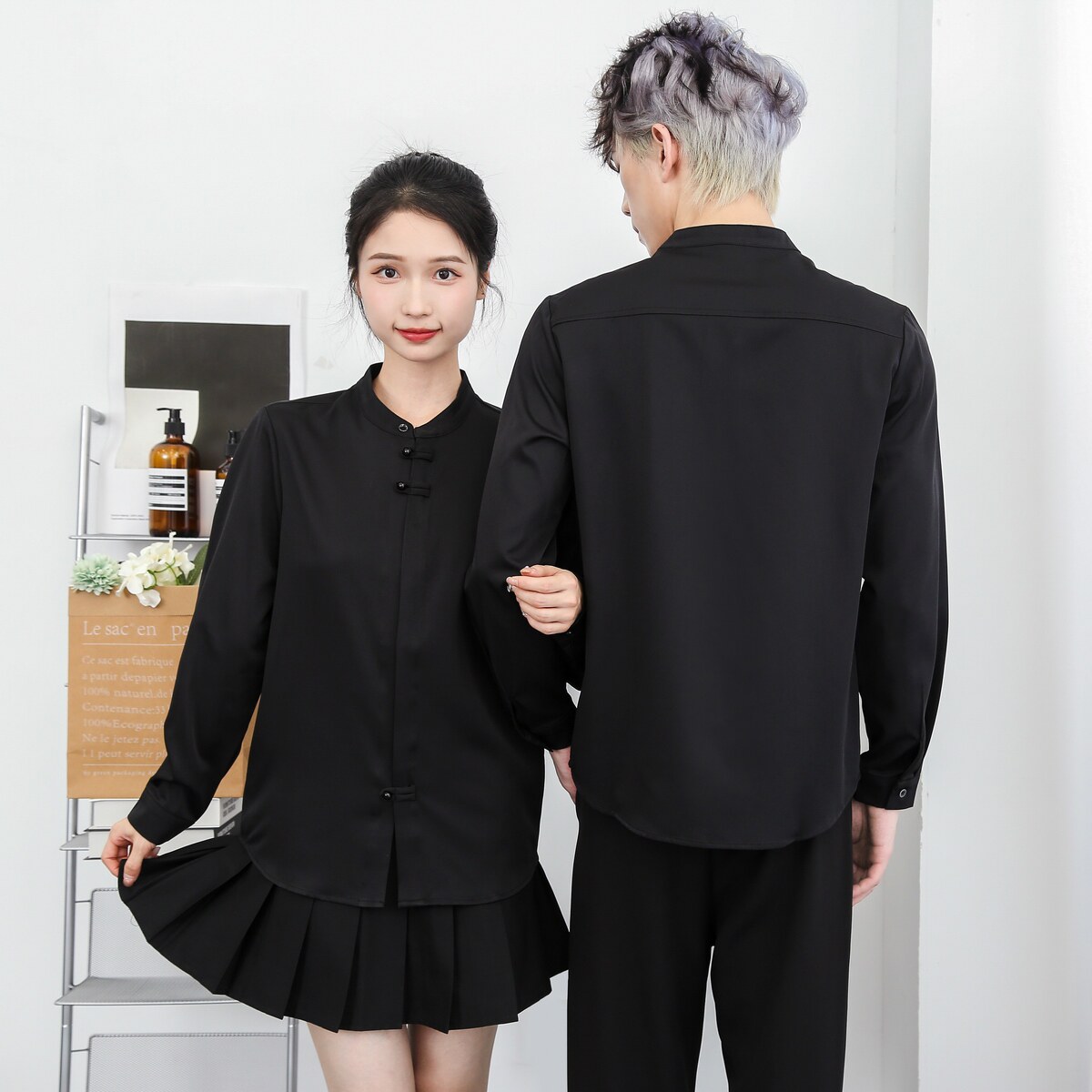 714-F3062P50控69/2025春风立领工作服衬衫餐厅理发店奶茶店,男装衬衫,星座714(原C313)