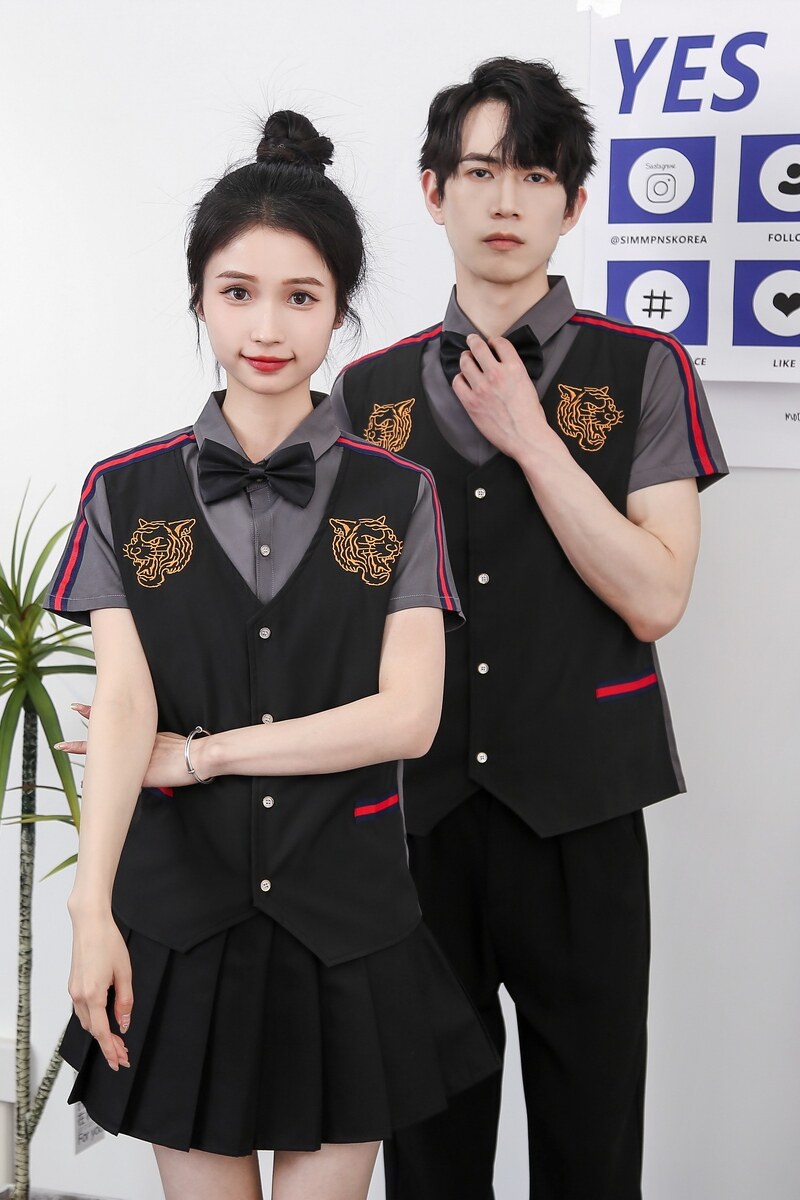 714-H665P55控79/2025新款夏装男女假两件马甲衬衫潮流制服工作服,男装衬衫,星座714(原C313)