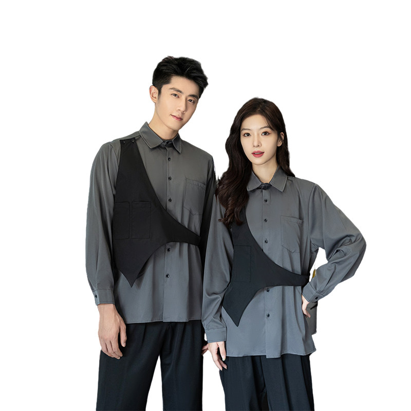 714-H3010P55控75/2025春季男女发型师假两件工作服衬衫夜店衬衣,男装衬衫,星座714(原C313)