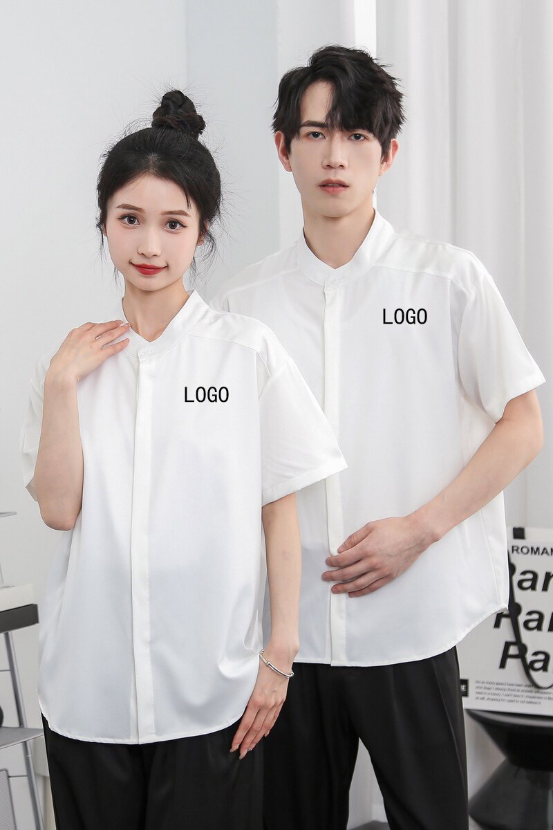 714-C3045P38控59/2025新款夏男女同款工作服衬衫发型师餐厅制服,男装衬衫,星座714(原C313)
