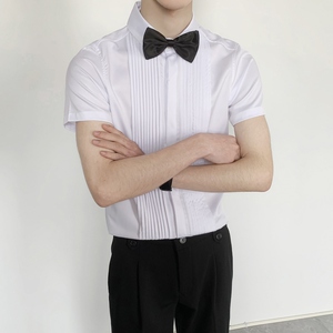 714-9340P40控59/2025短袖工作服衬衫修身ktv伴郎服衬衣法式礼服图片