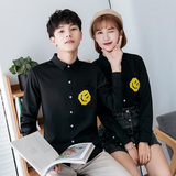714-TD06P35/情侣装2025春装男女中性长袖衬衫笑脸工作制服S-5XL，男装衬衫，星座714(原C313)
