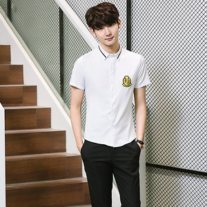 Y820/2025夏季学生服衬衫情侣装衬衣白色衬衫餐厅茶吧酒店工作P40图片