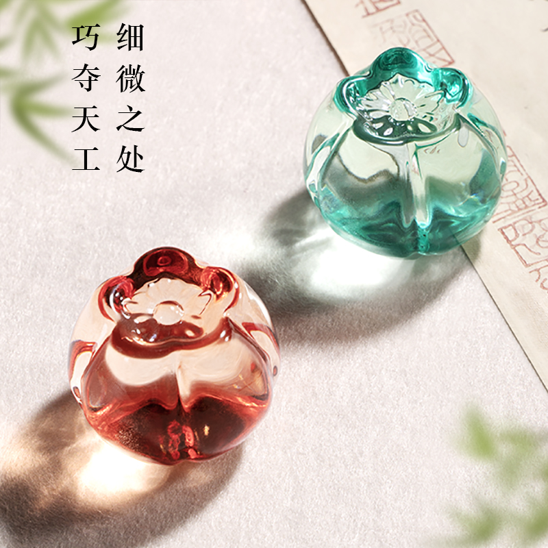 兰斋书法专用镇纸镇尺梨花水晶玻璃镇纸压纸毛笔书法国画镇尺书房