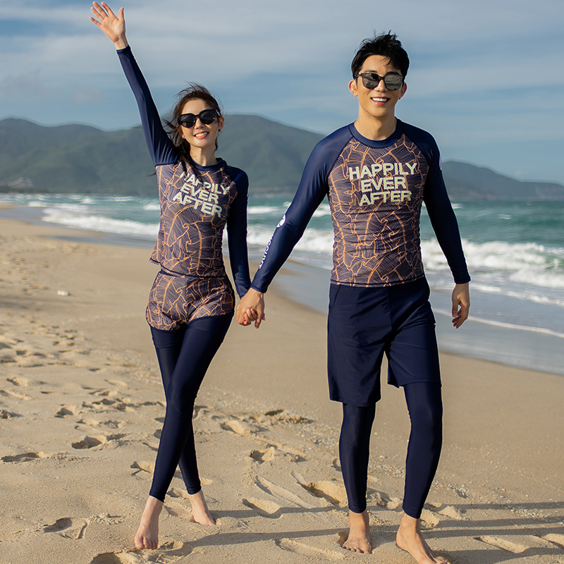 高端情侣大码泳衣女2025新款分体长袖长裤防晒速干运动冲浪潜水服