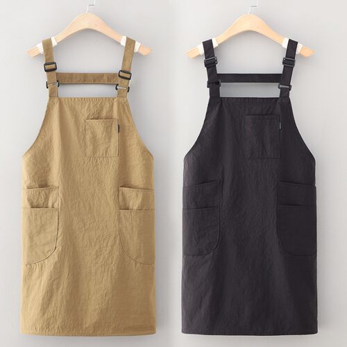 时尚印花背带围裙成人防污耐脏多口袋厨房家用做饭工作服四季通用