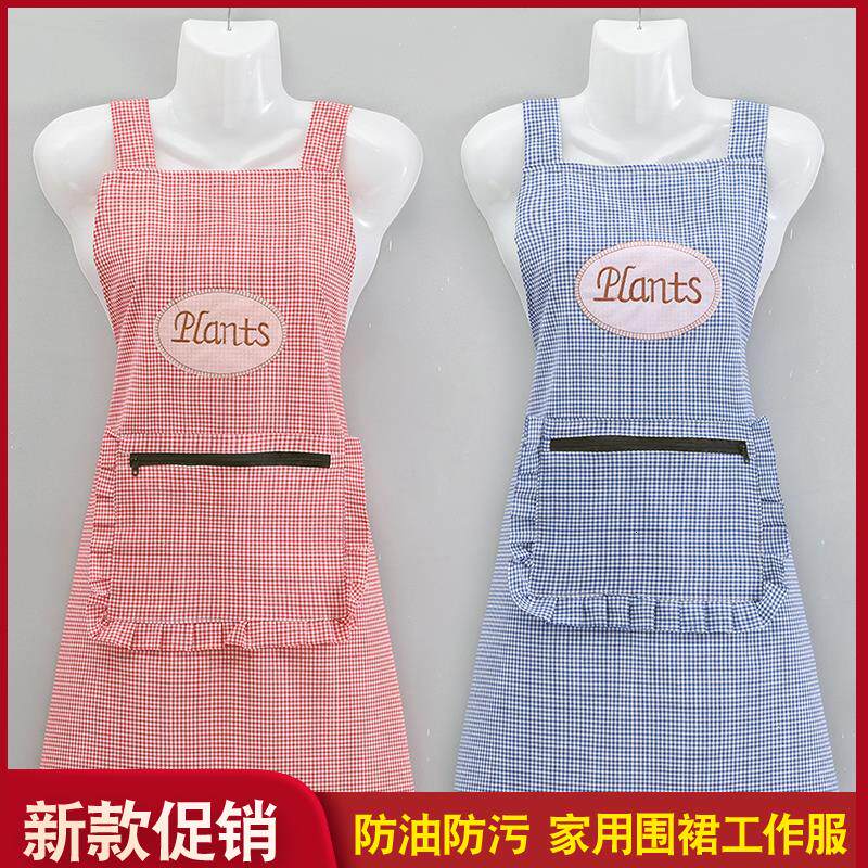 纯棉背带围裙夏季透气女