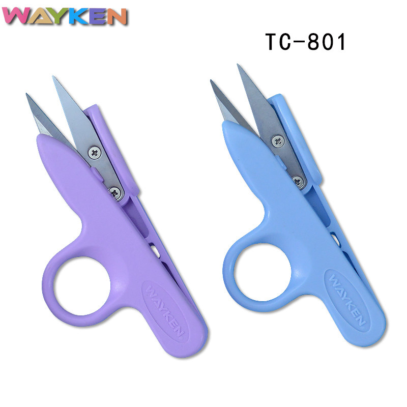 대만 WEIKEN 작은 가위 수입 작은 원사 가위 U 자형 검정색 플라스틱 손잡이 크로스 스티치 스레드 커터 스테인레스 스틸 스레드 커터