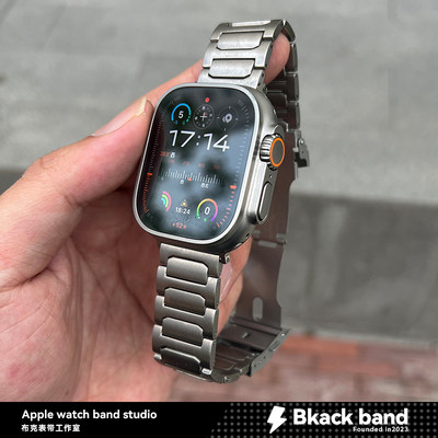 适用苹果手表ultra2钛金属applewatch8表带s8真工字s9男s7iwatch