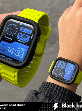 适用s10/S11苹果手表ultra2工字硅胶apple针扣SE3带s8/s9壳iwatch