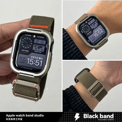 适用s10苹果手表ultra3环扣appleS11尼龙s7表带s8/s9金属壳iwatch