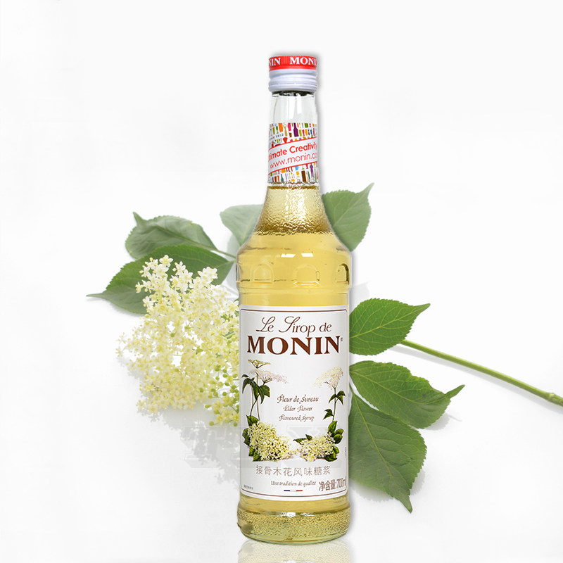 【正品】monin莫林接骨木花糖浆700ml风味果露调咖啡 鸡尾酒 调酒