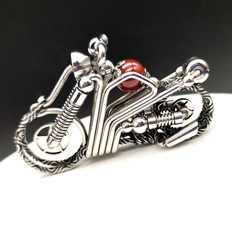 手工编织不锈钢摩托车钥匙扣