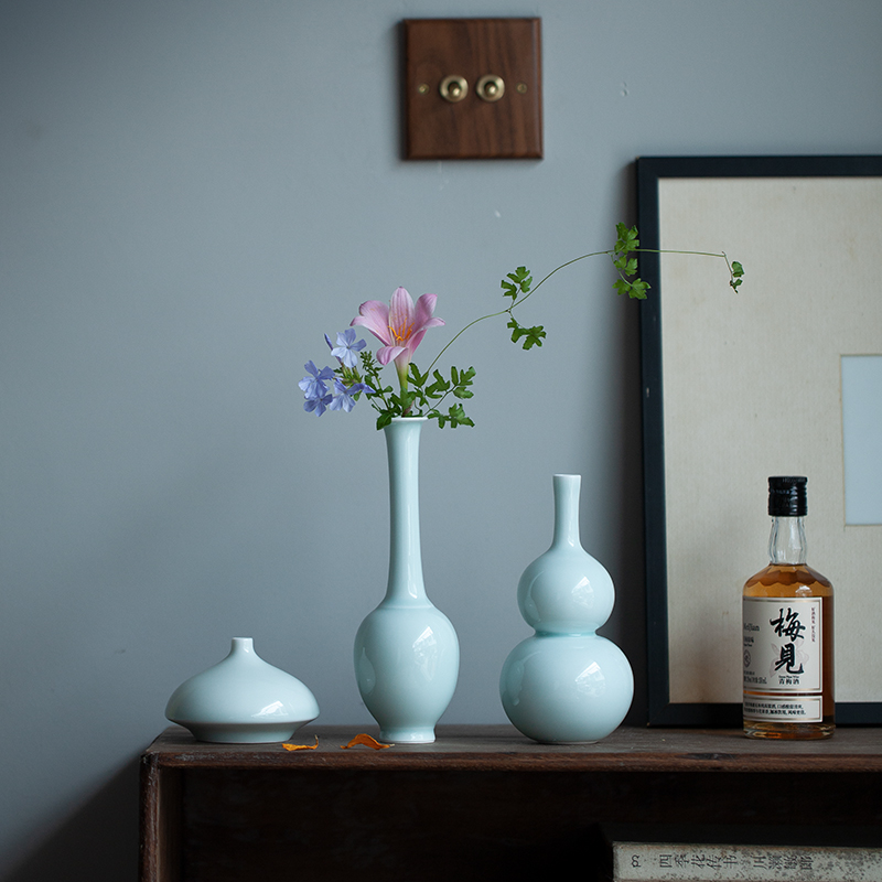 景德镇禅意中式插花瓶影青仿宋中式小花瓶桌面摆件花瓶创意小花插