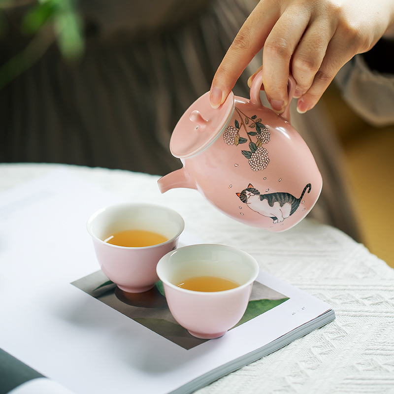 月夕雅集小清新陶瓷茶壶手工手绘