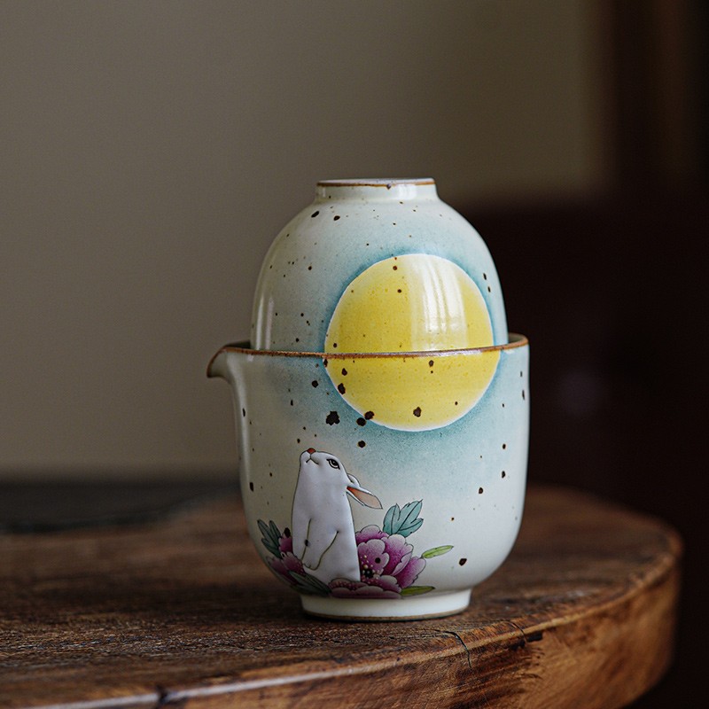 勾画陶瓷便携旅行茶具套装