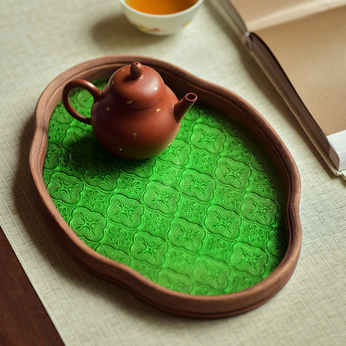 海棠玻璃干泡单人小茶盘一人用